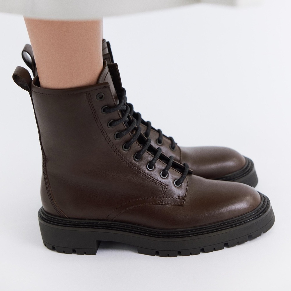 Zara Brown Combat Boots